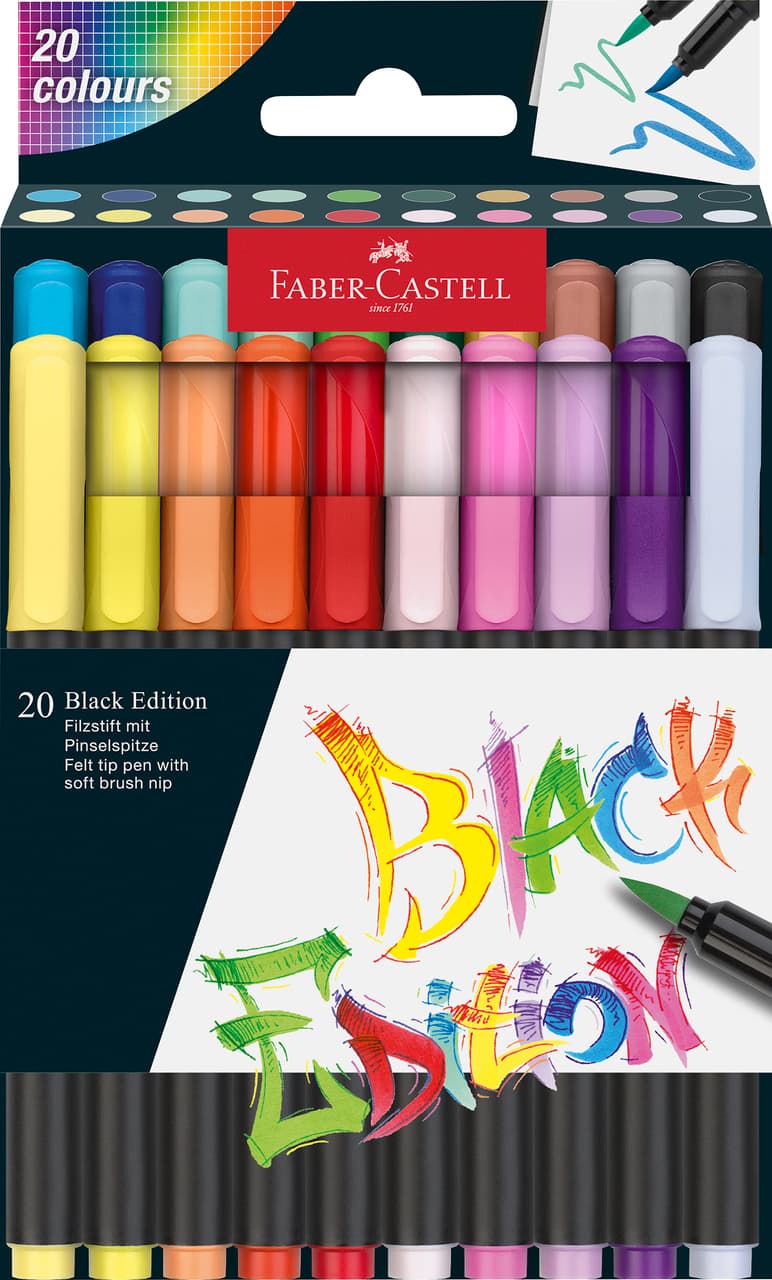 FABER-CASTELL Fasermaler Black Edition 20er Kartonetui