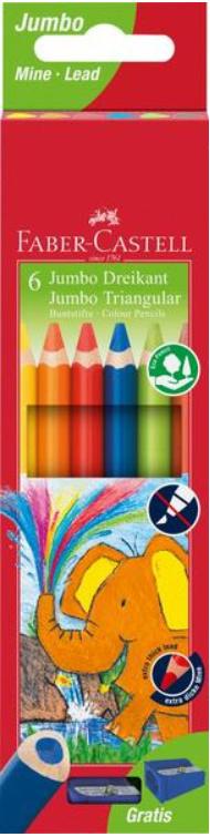 FABER-CASTELL Jumbo Dreikant-Buntstife 6er Etui