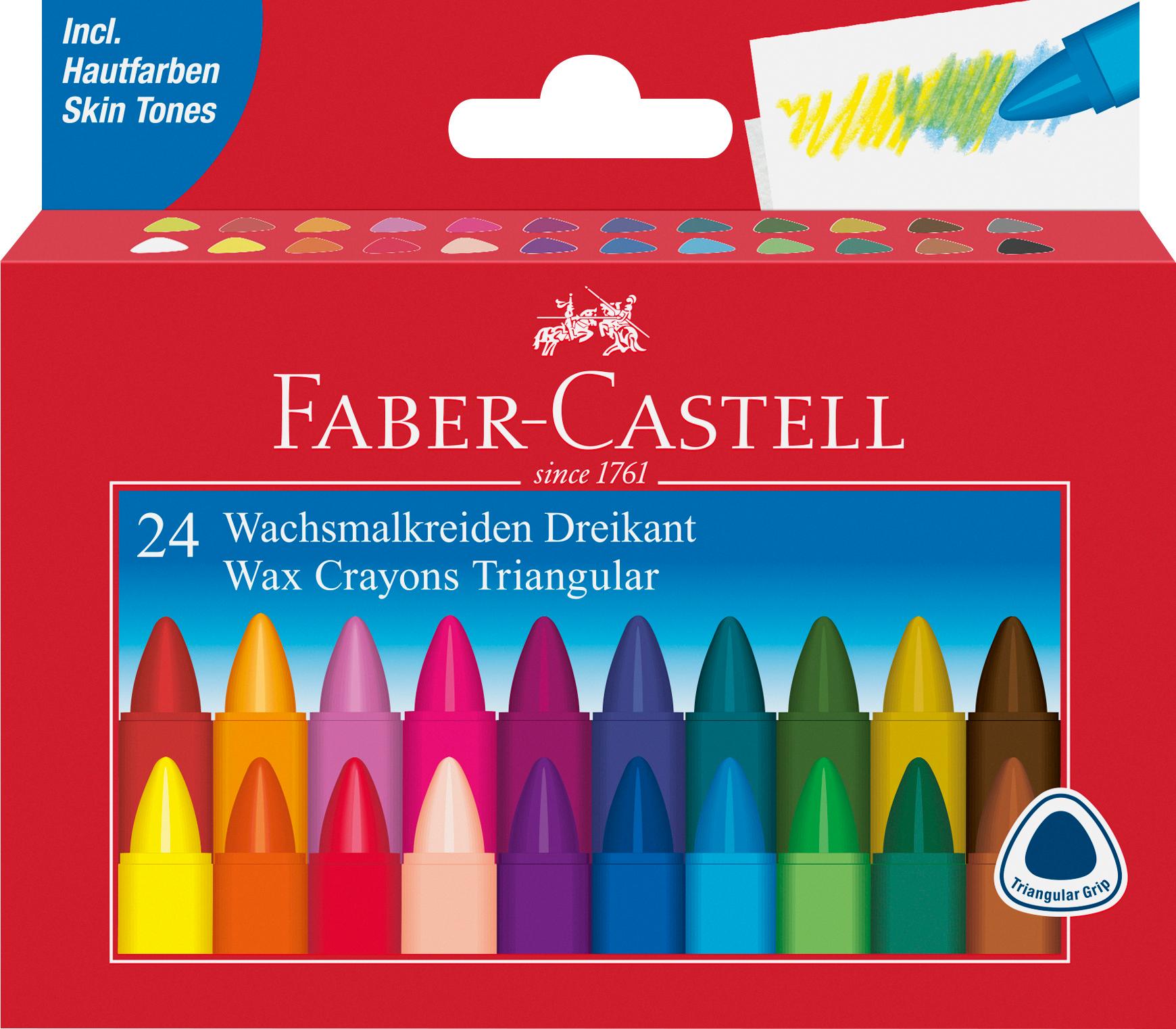 FABER-CASTELL Wachsmalstifte Castell dreikant 24er-Kartonetui
