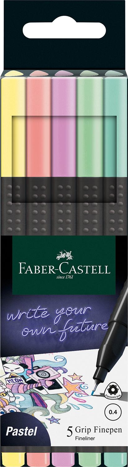 FABER-CASTELL Grip Finepen pastell 5er Set