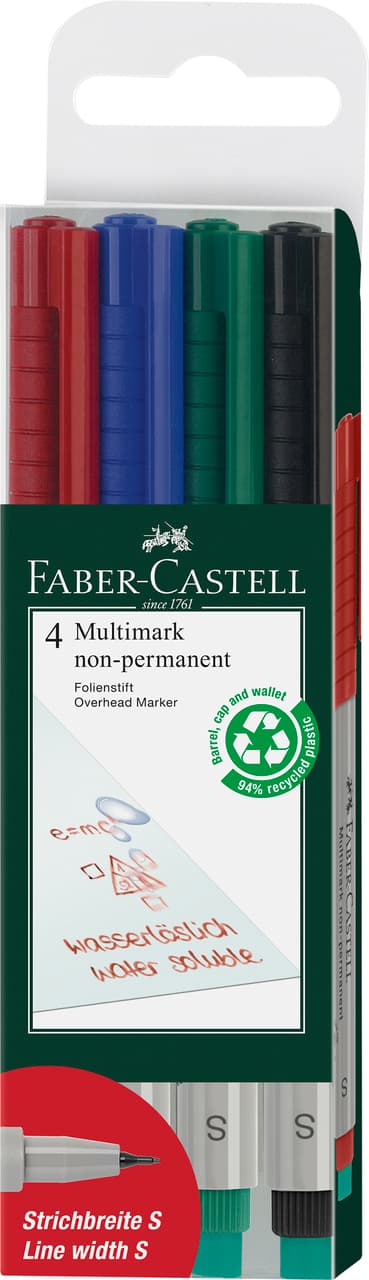 FABER-CASTELL Folienstift Multi 4er-Etui SF superfein wasserlöslich