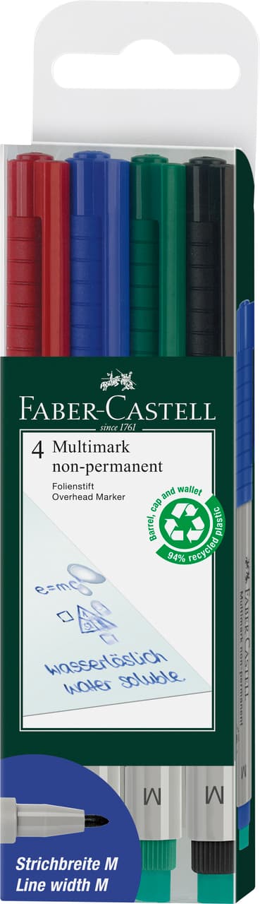 FABER-CASTELL Folienstift Multi 4er-Etui medium wasserlöslich