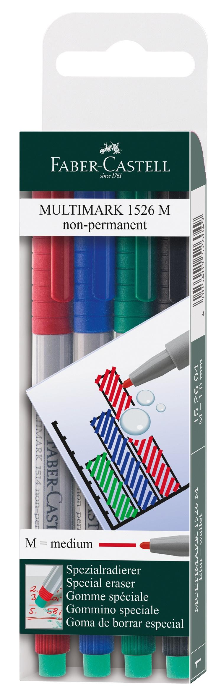 FABER-CASTELL Folienstift Multi 4er-Etui medium wasserlöslich