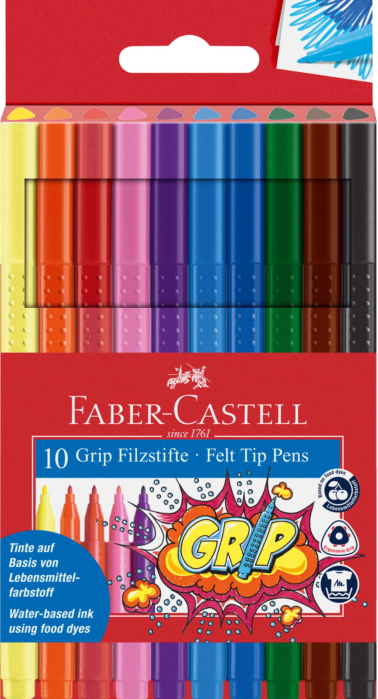 FABER-CASTELL Fasermaler Grip Colour Marker 10er-Etui