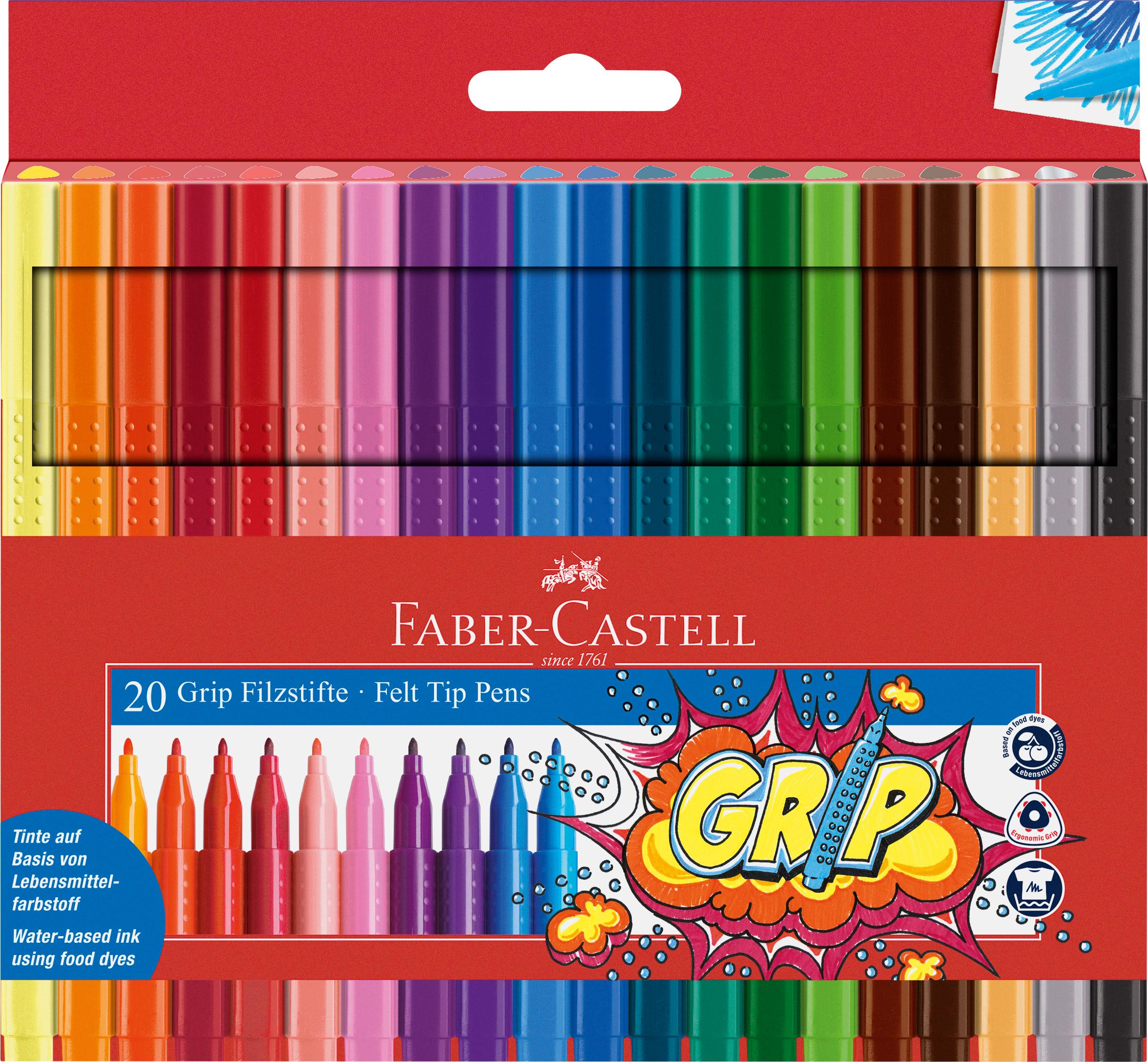FABER-CASTELL Fasermaler Grip Colour Marker 20er-Etui
