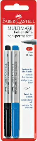 FABER-CASTELL Multimark Folienstifte F 2er Set wasserlöslich