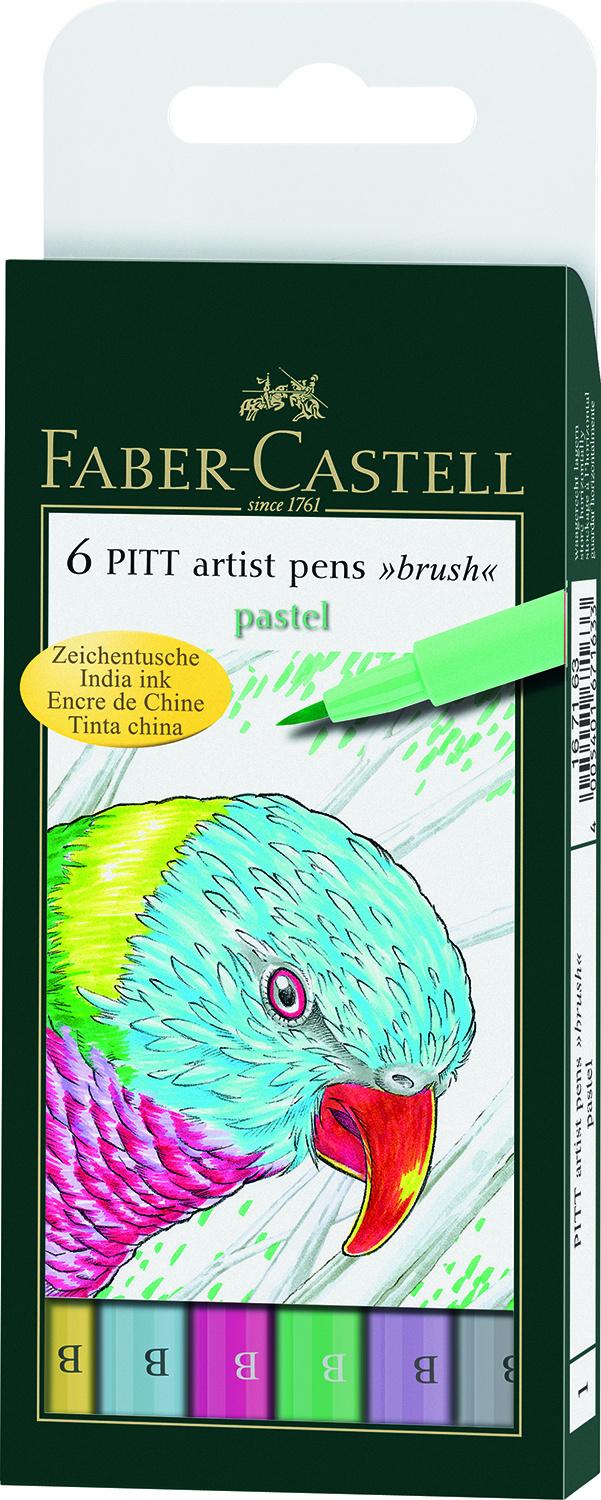FABER-CASTELL Tuschestift Pitt Artist Pen B Pastel 6er Set