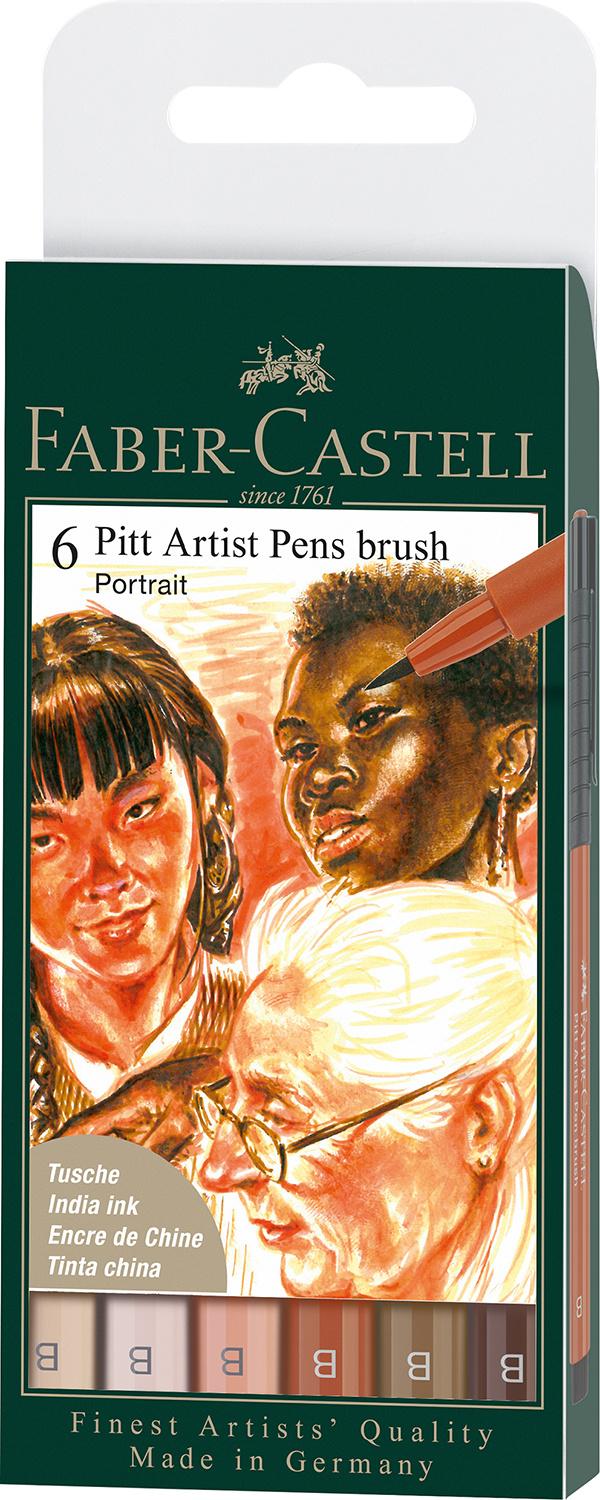 FABER-CASTELL Tuschest. Pitt Artist Pen B Portrait 6er Set