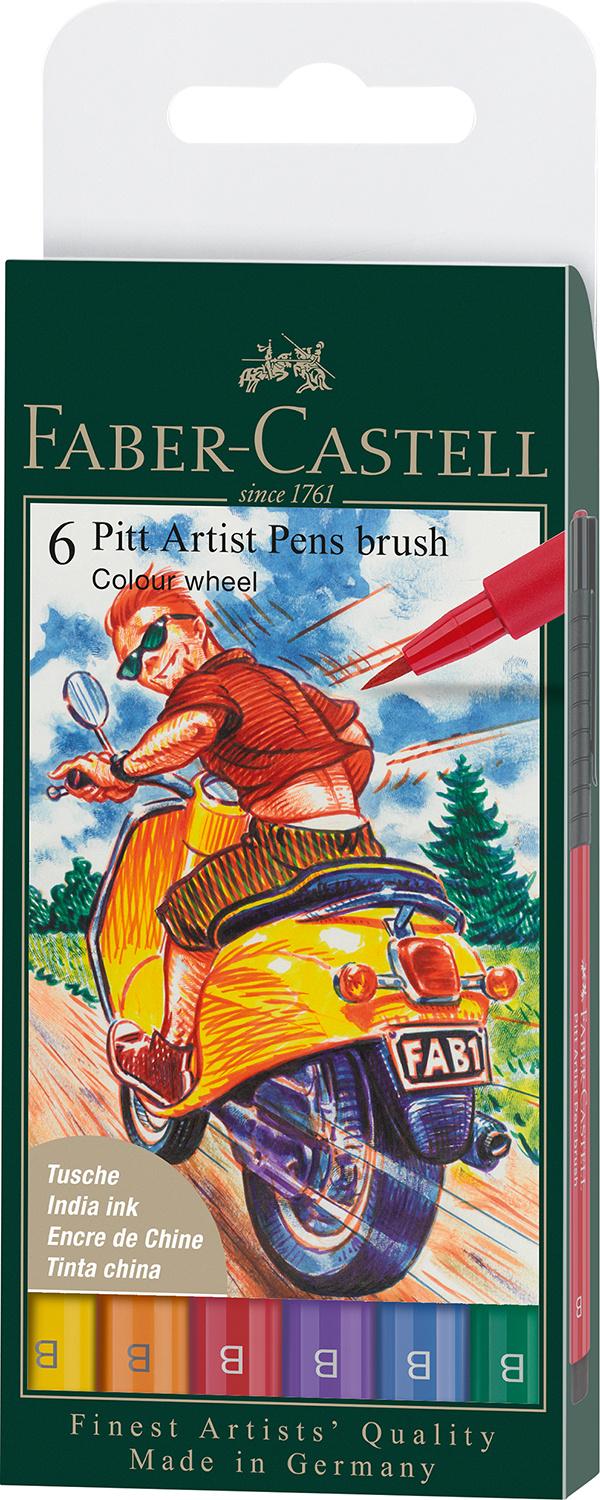 FABER-CASTELL Tuschestift Pitt Artist Pen B colour 6er Set