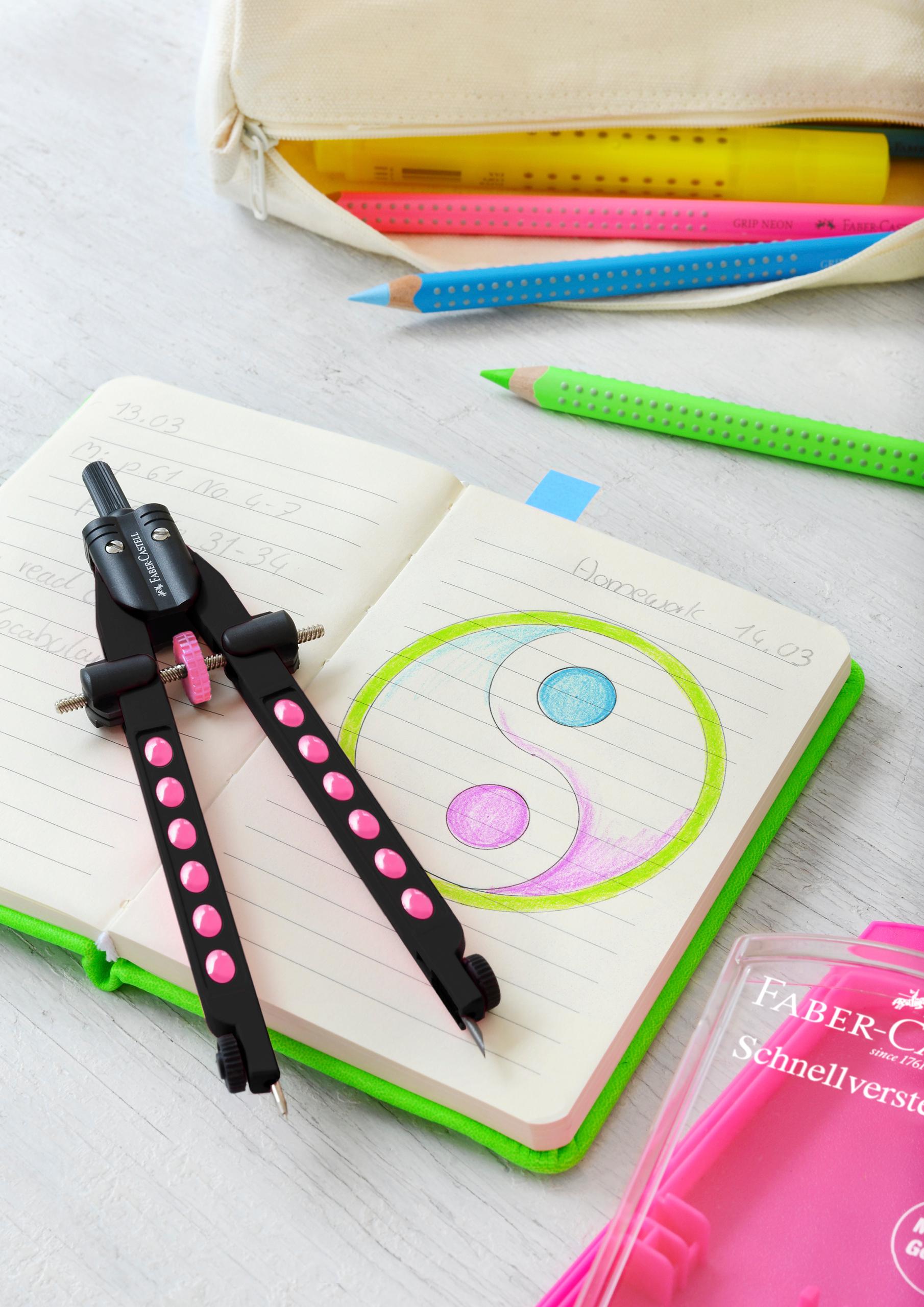 Produktbild FABER-CASTELL Schnellverstellzirkel Factory neon 7 von 8
