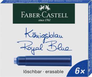 FABER-CASTELL Tintenpatronen 6er Pack königsblau löschbar
