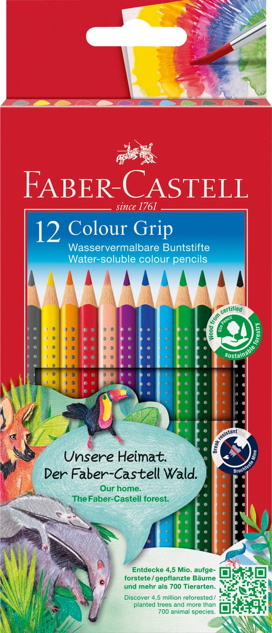 FABER-CASTELL Farbstift Grip Colour 12er-Etui Karton