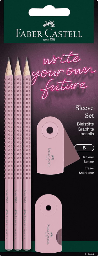 FABER-CASTELL Bleistift-Set GRIP 2001 rose shadow auf Blisterkarte