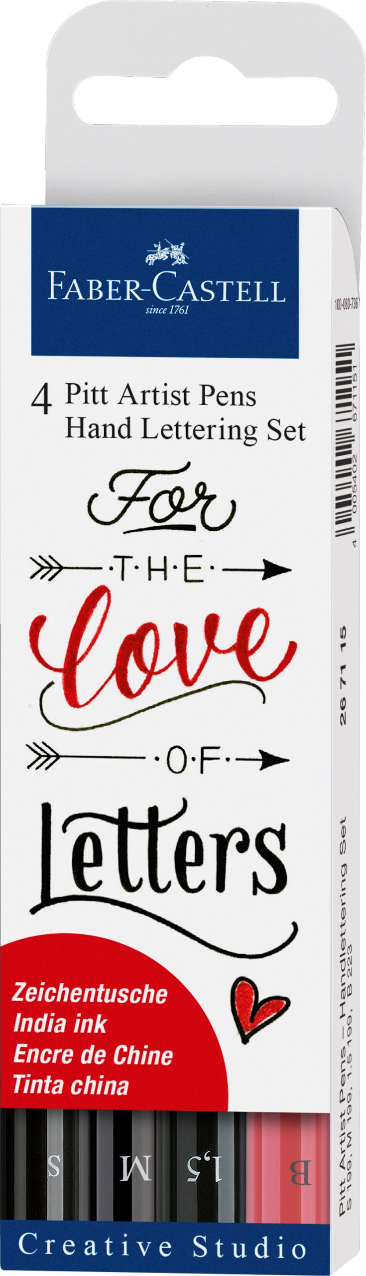 FABER-CASTELL  Pitt Artist Pen Handlettering-Set 4er-Etui