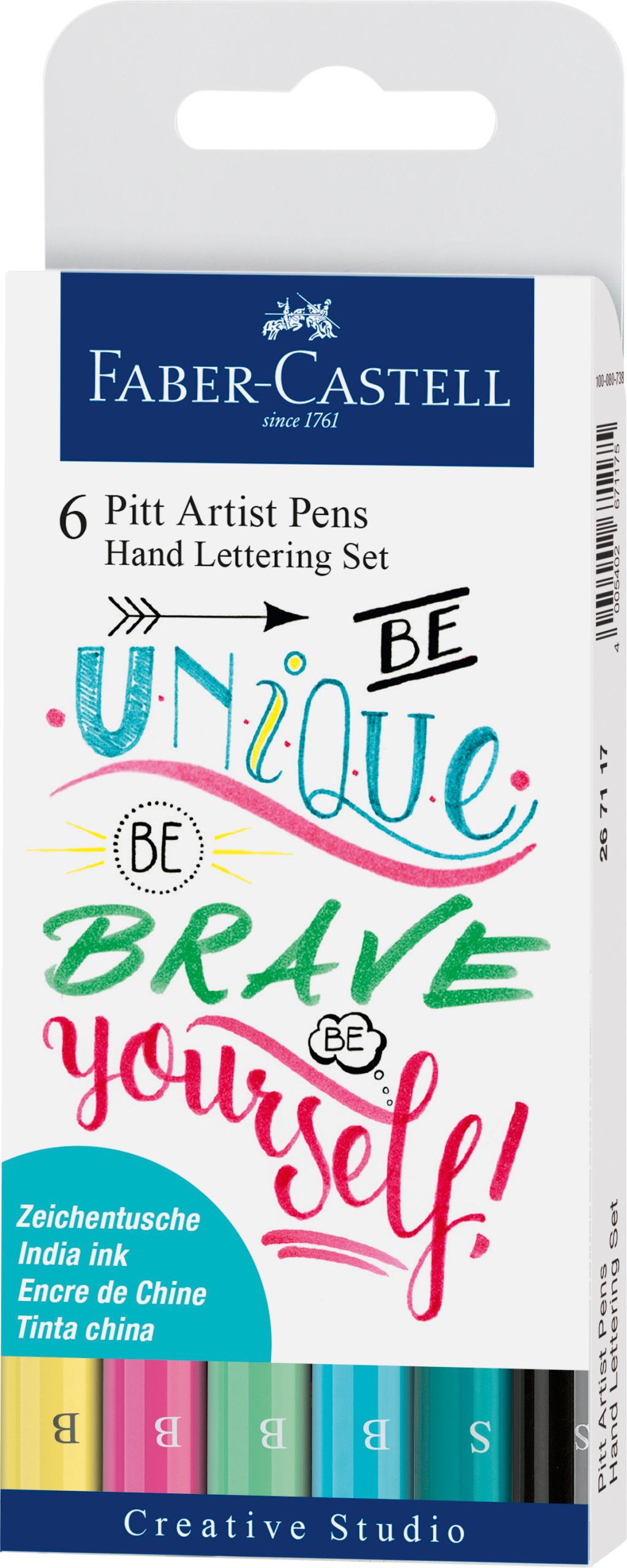 FABER-CASTELL Hand Lettering Pitt Artist Pen 6er-Etui Pastell