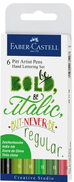 FABER-CASTELL Tuschestift Pitt Artist Pen Lettering 6er Etui