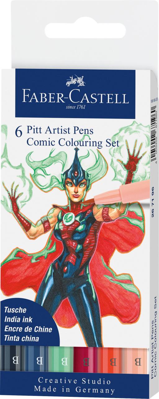 FABER-CASTELL Tuschestift Pitt Artist Pen Comic 6er Set