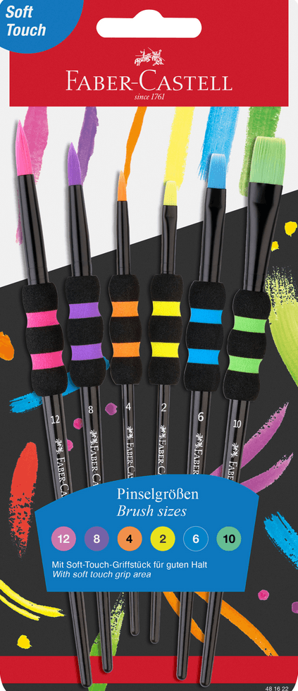 FABER-CASTELL  Soft-Touch Pinsel Set in schwarz, 6 Größen 