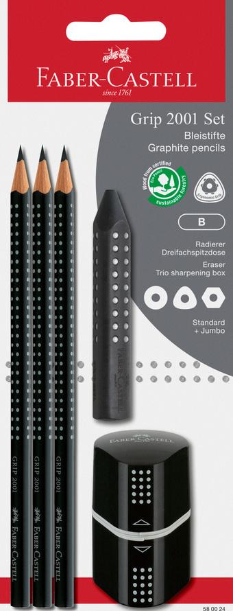 FABER-CASTELL Bleistiftset GRIP 2001 SB schwarz