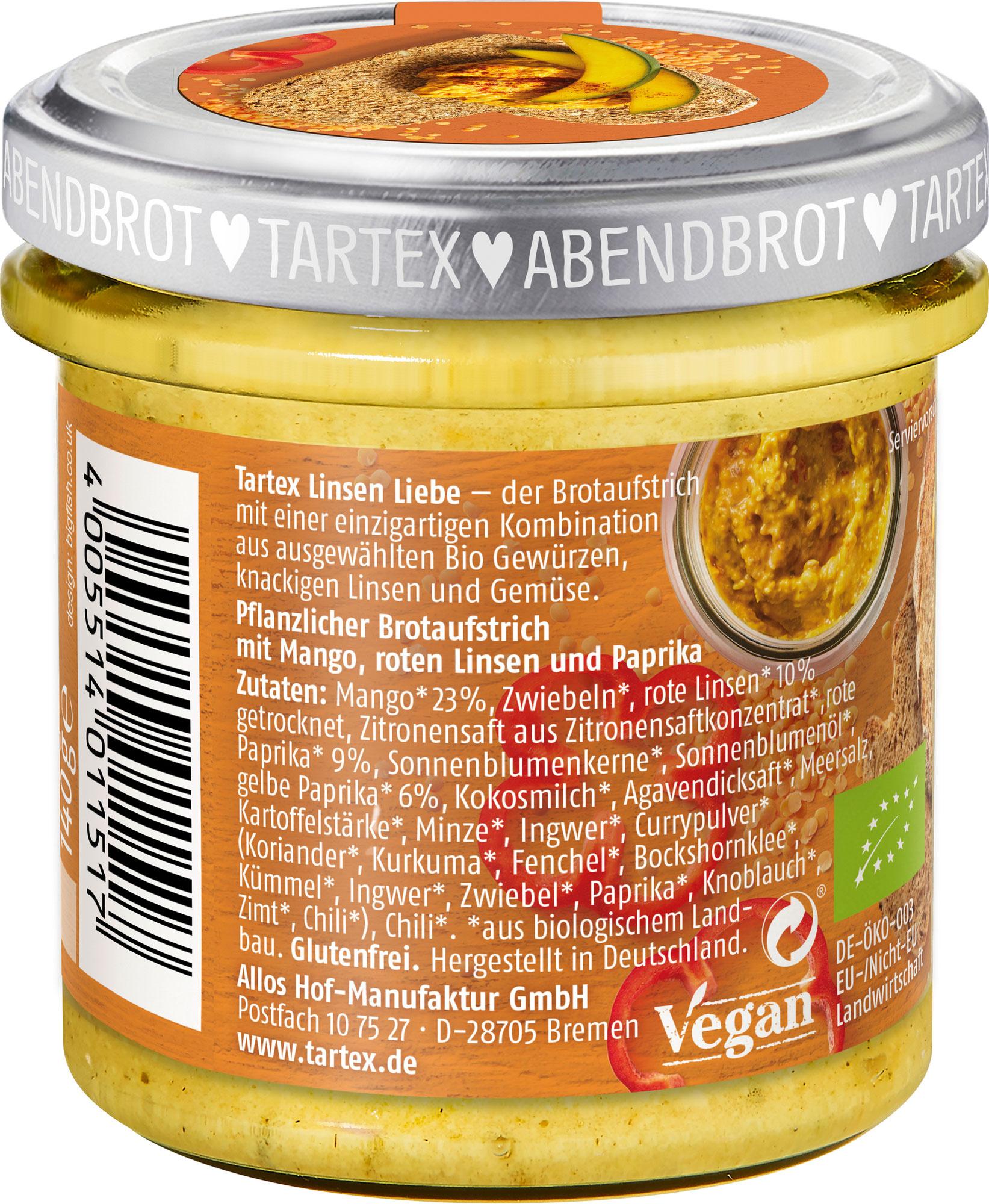 Produktbild Tartex Linsen Liebe Rote Linse Paprika Mango 2 von 3