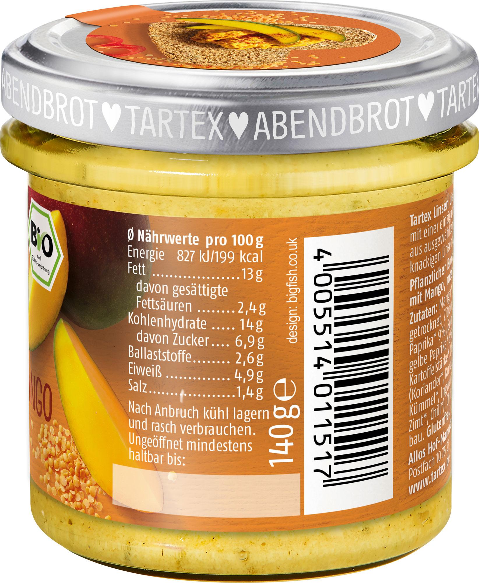 Produktbild Tartex Linsen Liebe Rote Linse Paprika Mango 3 von 3
