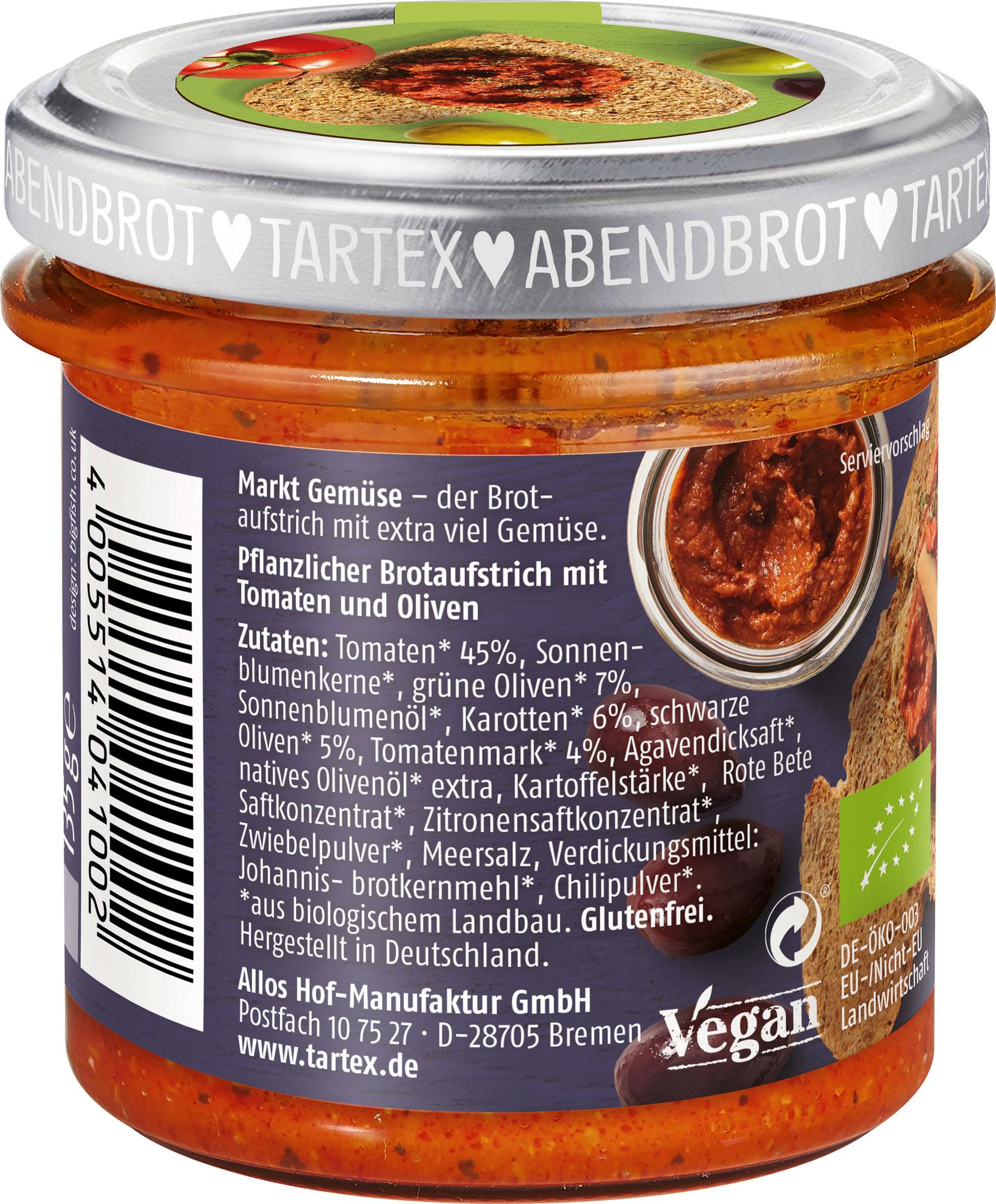 Produktbild Tartex Bio Marktgemüse Tomate Olive 2 von 3