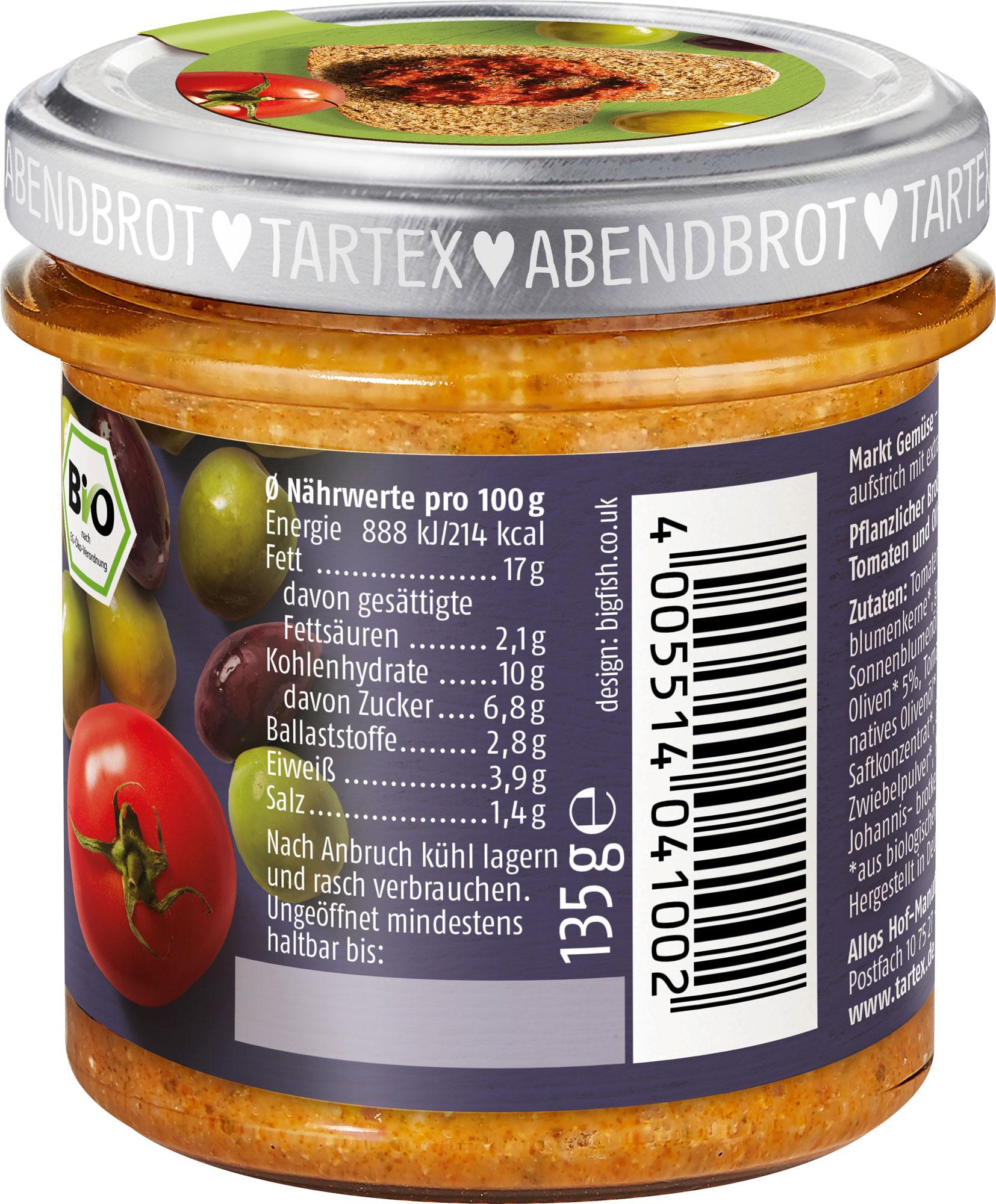 Produktbild Tartex Bio Marktgemüse Tomate Olive 3 von 3