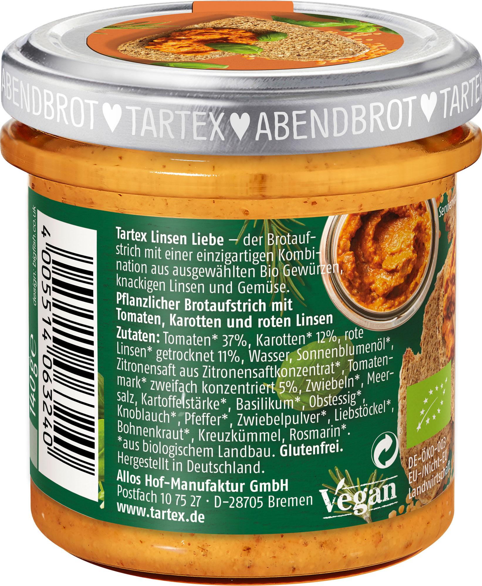 Produktbild Tartex Bio Linsen Liebe Rote Linse italienische Kräuter 2 von 3