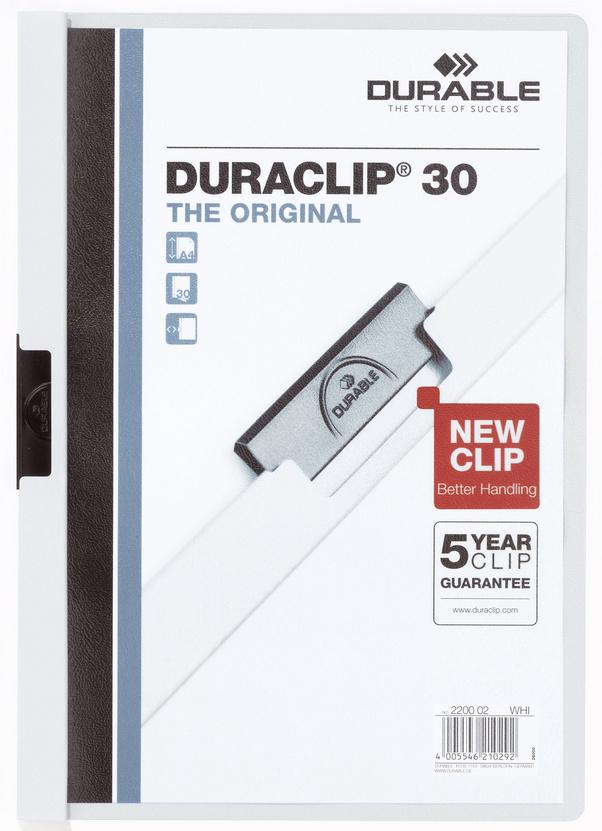 DURABLE Klemm-Mappe DURACLIP® A4 30 Blatt weiss