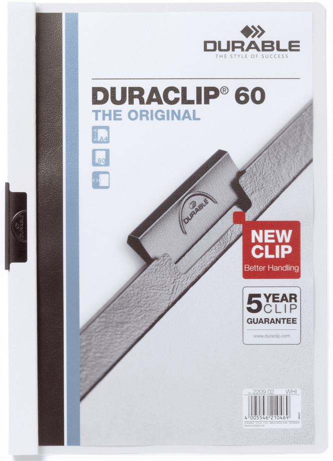 DURABLE Klemm-Mappe DURACLIP® A4 60 Blatt weiss