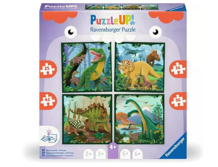 Puzzle UP! Dinosaurier von Ravensburger, 12004003 - 4 Puzzles mit 25, 36, 42, 56 Teilen zum Kombinieren