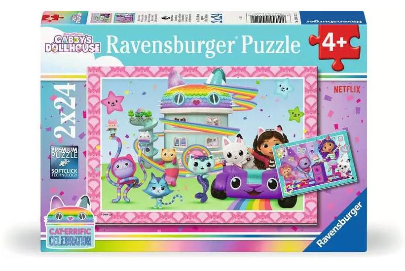 Ravensburger Kinderpuzzle - 12004112 Gabby's Dollhouse - Puzzle für Kinder ab 4 Jahren, mit 2x24 Teilen
