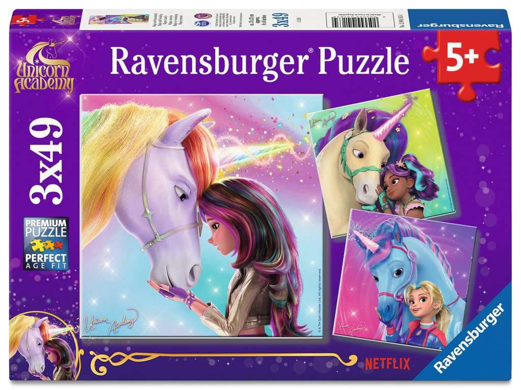 Ravensburger Puzzle - Kinderpuzzle 3x49 Teile - Unicorn Academy - Magie und Freundschaft 