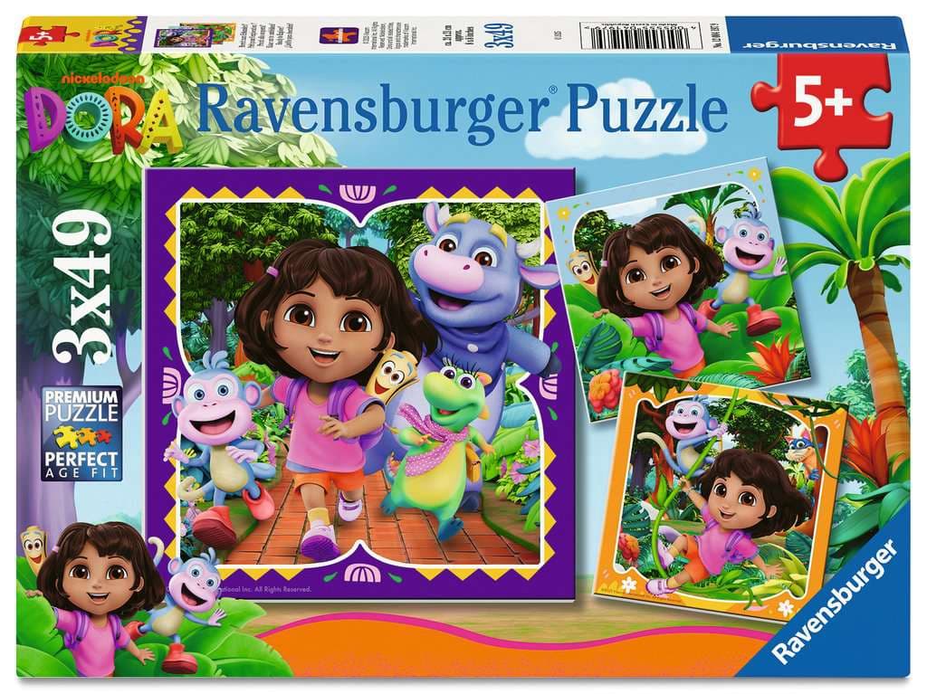 Ravensburger Puzzle - Kinderpuzzle 3x49 Teile - Dora the Explorer
