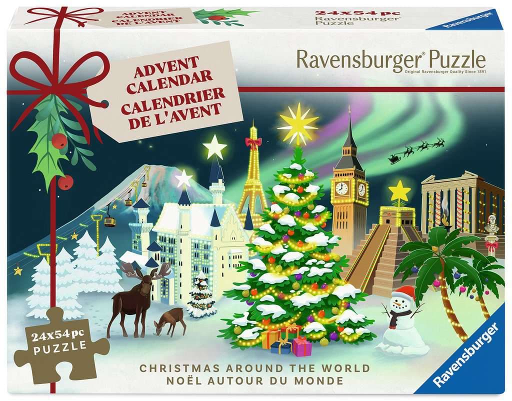 Ravensburger Puzzle-Adventskalender 12004246 – 24 Weihnachts-Puzzles mit je 54 Teilen, alle 24 Motive können nach Belieben aneinander gepuzzelt werden, für Erwachsene und Kinder ab 12 Jahren 