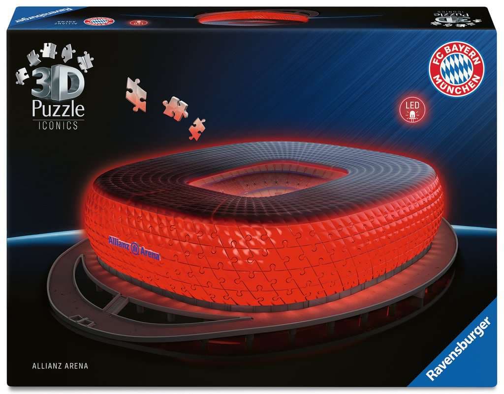 Ravensburger Puzzle - 3D Puzzle Iconics: Allianz Arena - mit Licht