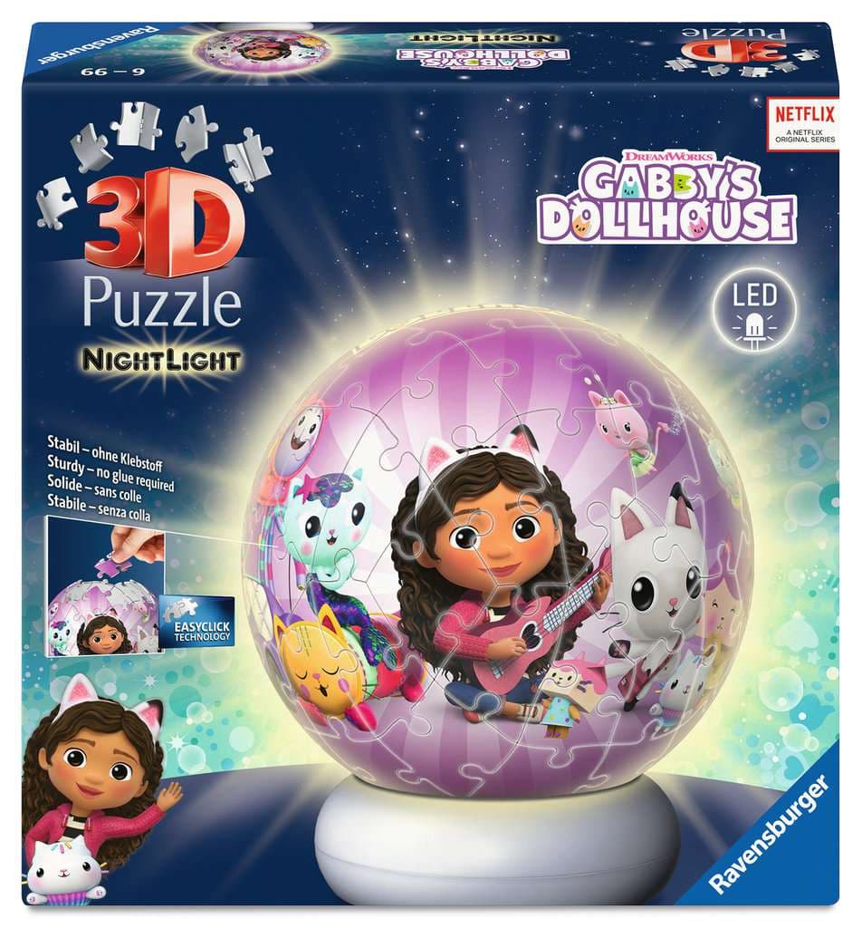 Ravensburger Puzzle - 3D Puzzle-Ball Nachtlicht Gabby's Dollhouse