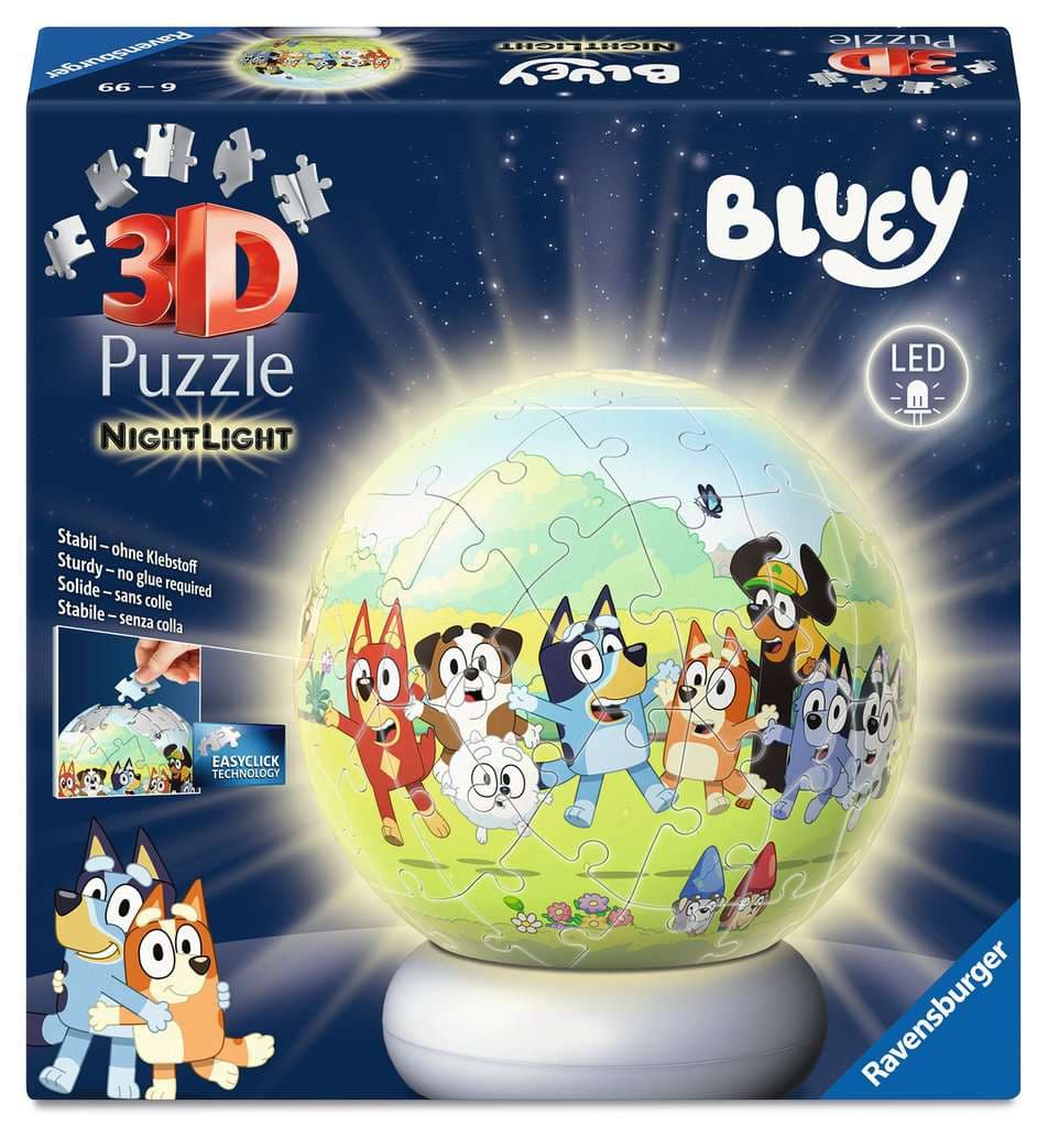 Ravensburger Puzzle - 3D Puzzle-Ball Nachtlicht Bluey