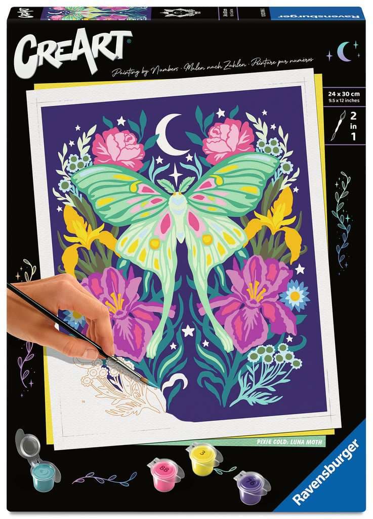Ravensburger CreArt, Malen nach Zahlen Adults Trend - Pixie Cold: Luna-Motte