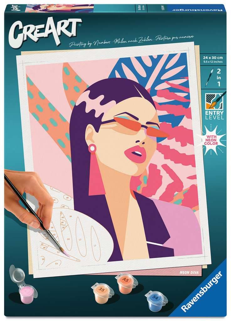 Ravensburger Beschäftigung - CreArt, Malen nach Zahlen Adults Trend - Neon Diva