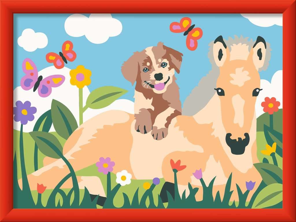 Ravensburger CreArt, Malen nach Zahlen Kinder - Fohlen und Welpe