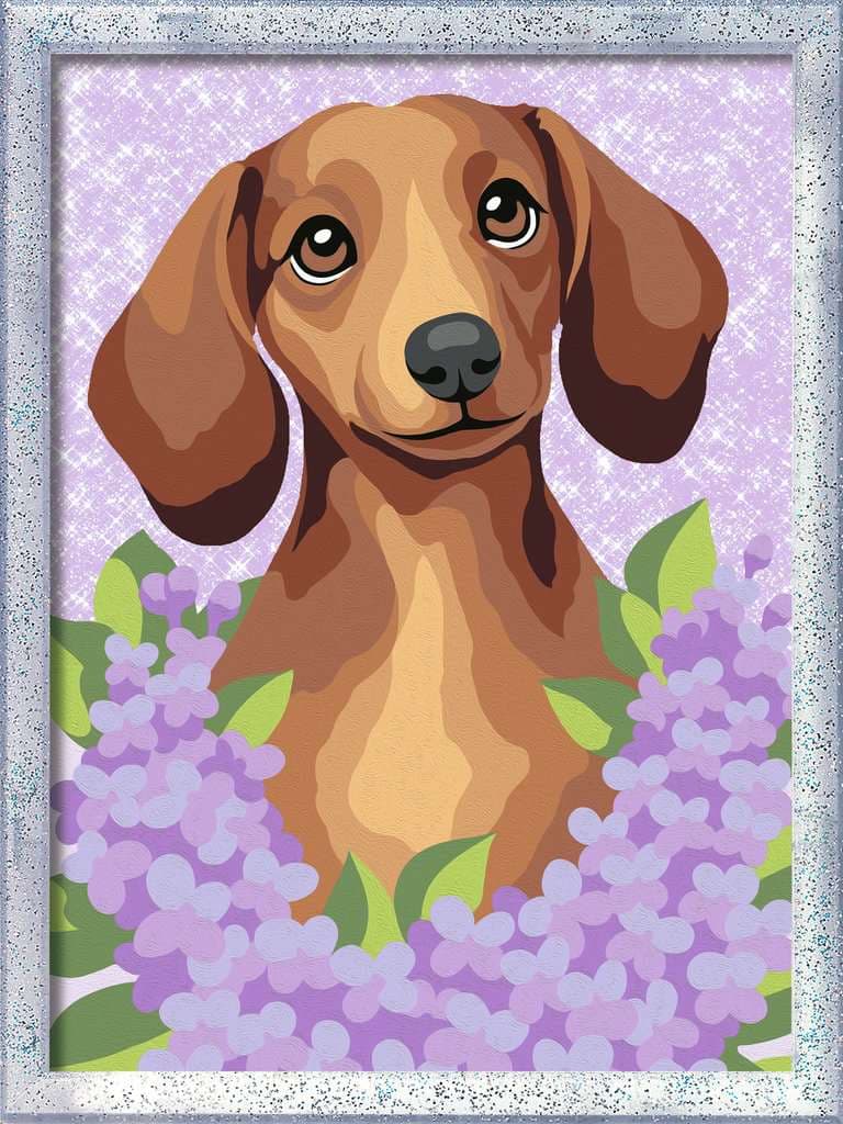 Ravensburger CreArt, Malen nach Zahlen Kinder - Dackel Lilac