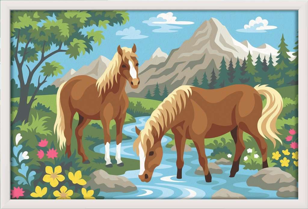 Ravensburger CreArt, Malen nach Zahlen Kinder - Pferde im Wasser