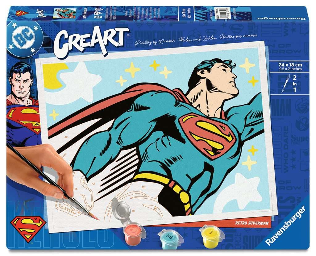Ravensburger CreArt, Malen nach Zahlen Adults Trend DC Comics - Retro Superman