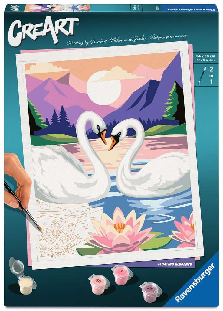 Ravensburger CreArt, Malen nach Zahlen Adults Trend - Eleganz der Schwäne