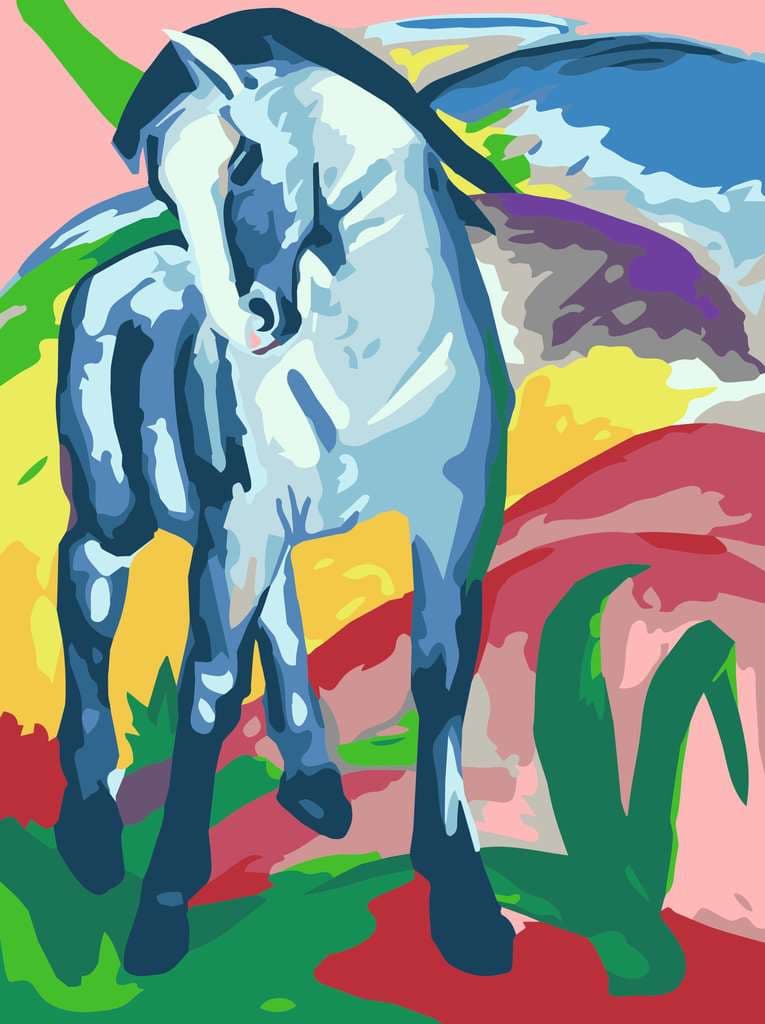 Ravensburger CreArt, Malen nach Zahlen Art Collection - Blaues Pferd (Franz Marc)