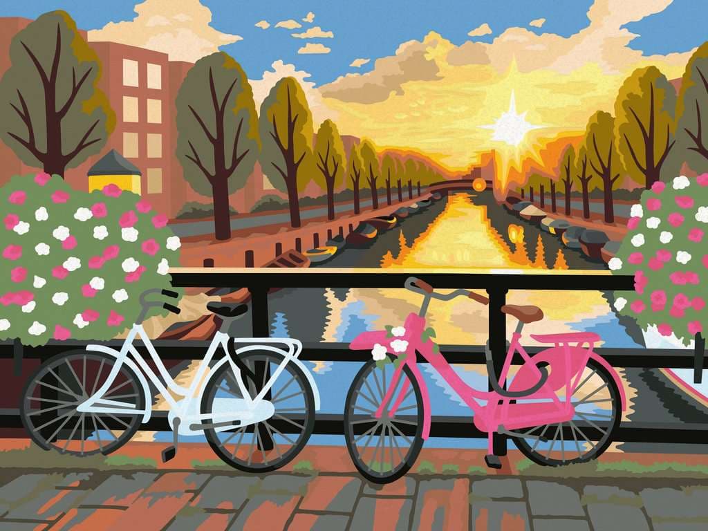 Ravensburger CreArt, Malen nach Zahlen Canvas Leinwand - Amsterdam zum Sonnenuntergang