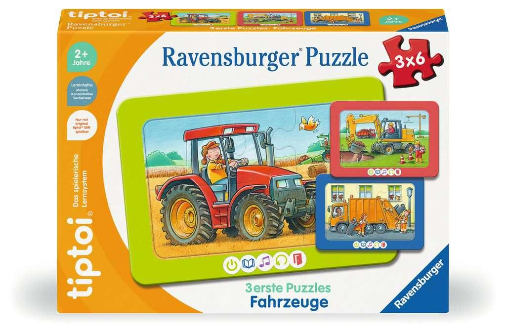 Ravensburger tiptoi Puzzle 00227 - 3 erste Puzzles: Fahrzeuge, niedliche Rahmenpuzzles für Kinder ab 2 Jahren