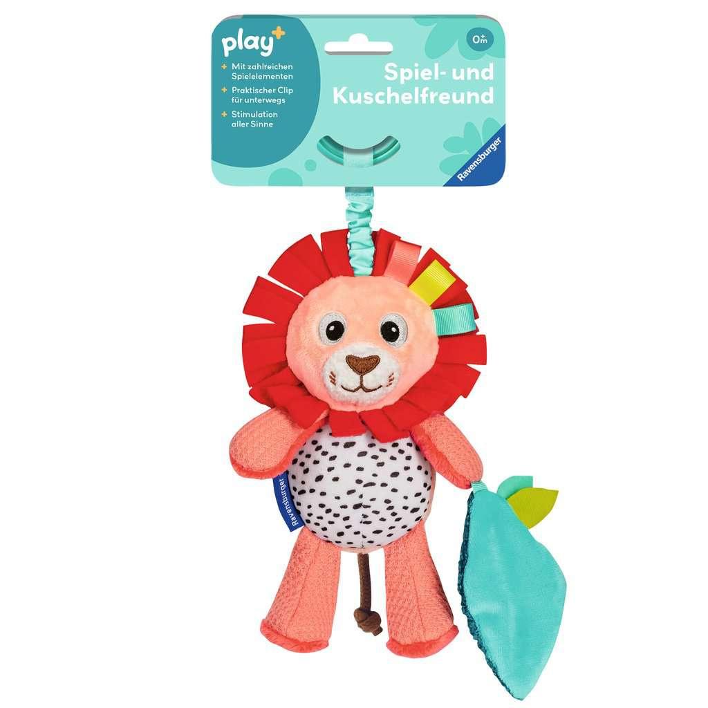 Ravensburger 4850 play+ Rassel-Löwe, Kuscheltier mit Rassel, Clip zum Befestigen, Zahnungshilfe, Baby-Spielzeug ab 0 Monaten