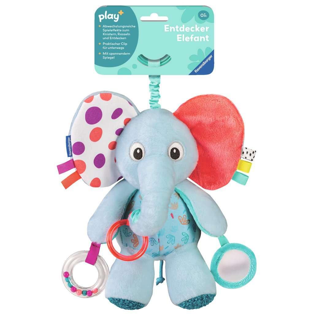 Ravensburger 4855 play+ Entdecker-Elefant, Kuscheltier mit vielen Spieleffekten, für zuhause und unterwegs